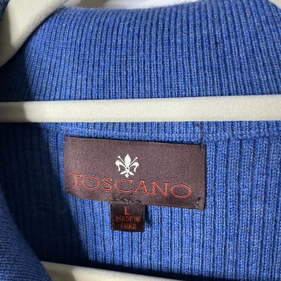 Toscano Blue 1/2 Zip Sweater Wool Blend Large - Picture 3 of 5